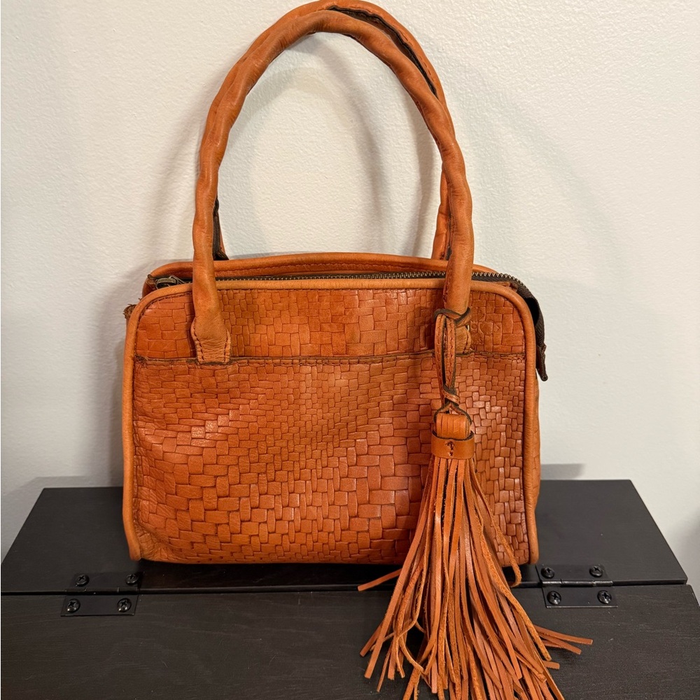 Patricia Nash woven leather satchel with crossbody strap